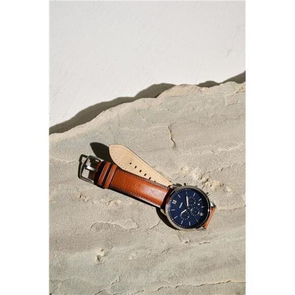 Men's Chronograph Watch with Stainless Steel Bracelet or Genuine Leather Band - Picture 5 of 7